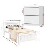 Artiss King Single Bed Frame and Bedside Table WBED-004KS-FURNI-PURE-AB