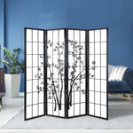 Artiss 4 Panel Room Divider Screen 174x179cm Bamboo Black White RD-5019-4P-BK