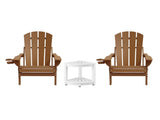 Gardeon Outdoor Table and Chairs HDPE Folding Adirondack Beach Chair Patio Furniture FF-BEACH-3HEFD-BR
