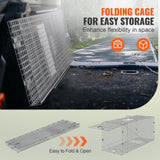Live Animal Cage Trap, 50" x 20" x 26" Humane Cat Trap Galvanized Iron, Folding Animal Trap with V952-YBL50YC00000VGIXYV0