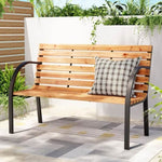 Gardeon Outdoor Garden Bench Seat 120cm Wooden Steel 2 Seater Patio Furniture Natural GB-SL-WOOD-5865-NTL