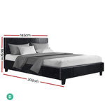 Artiss Bed Frame Double Size Black NEO BFRAME-E-NEO-DOU-BK-AB