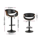 Artiss Bar Stools Gas Lift Leather w/Armrest BA-TW-8078-BK
