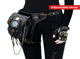 Steampunk-style Adjustable Waist Bag Retro Chains and Rivets Decoration, PU Leather Multi-function V1232-PKKB001