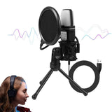 USB RGB Gaming Microphone Condenser Microphone with Tripod Stand for Streaming Recording V1263-JX-6970