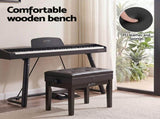 Alpha Adjustable Piano Bench Wooden Keyboard Seat Padded Music Chair Black PSTOL-STR-55KNOB-BK