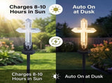 2Pcs Solar Cross Garden Stake Light, Color Changing LED Pathway Lamp with Waterproof Outdoor Yard V1366-AZ2-W-15254