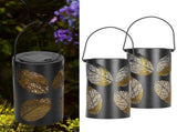 2Pcs Solar Hanging Lamp Wrought Iron Hollow LED Light for Garden Courtyard Terrace Decor Black V1294-YM0901-3111200231411