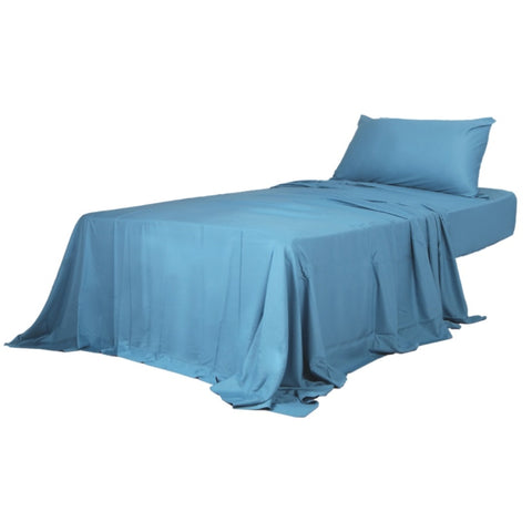 Dreamz 3pcs Sinigle Size 100% Bamboo Bed Sheet Set in Blue Colour Single BED1016-S-BL