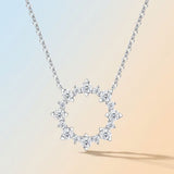 Radiant Sunflower Moissanite Pendant Necklace Sparkling Round Cut Halo Charm in Polished Silver, V1341-ZY-6HWU7YGH-MOISSANITE-PREMIUMS925