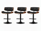 Artiss Bar Stools X3 Kitchen Counter Chair Gas Lift Swivel PU Cherry All Black BA-TW-8045A-BKX3