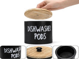 2 Pack Dishwasher Pod Container, Wood Tablet Holder with Lid, Round Laundry Pods Dispenser, V1259-DP01-A-1026