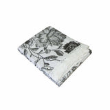 Botanical Printed Premium 60% Cotton 40% Linen Table Cloth with White Lace Edging 140 x 220 cm / 6 V442-LYL-TABLEC-BONTANWHITELACE220-BLACK-RE