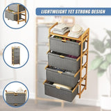 Bamboo Shelf with Storage Hamper Wooden Organiser with 4 Laundry Bags V63-838261
