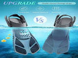 Gray Adjustable Open Heel Snorkel Fins, Travel-Size Short Swim Flippers for Snorkeling, Diving & V1107-ADJUSTABLE OPEN HEEL SNORKEL FINS-S