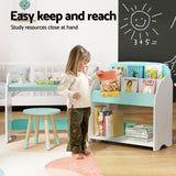 Keezi Kids Bookshelf 2 In 1 Table Chair Set Bookcase Toys Shelves Children Organiser FURNI-B-KTC-3SET-GN