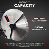 Petrol Demolition Saw 75CC Concrete Cut Off Wet Demo Road Cutter Brick 350MM V379-CUTOFSAW052001