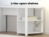Artiss Computer Desk Shelf L-Shape White 136CM FURNI-N-DESK01-WH-AB