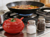 Tomato Shaped Ceramic Seasoning Jar With Spoon, Airtight 14oz Storage Container For Countertop V1369-AZ3-W-15177