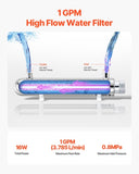 UV Water Purifier, 12W 1GPM, 220V Versatile Ultraviolet Water Purifier Filter with Stainless Steel V952-SJHXTUV12W4GEMV6YV3
