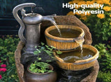 Gardeon Solar Fountain Water Feature Outdoor Cascading Hand Pump Design 80CM FOUNT-B-PUMP-3LVL-80-BR