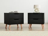 Artiss 2 x Bedside Table 2 Drawers - BODEN Black FURNI-L-SCAN-BS01-BKX2