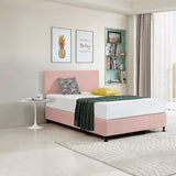 Linen Fabric Double Bed Deluxe Headboard Bedhead - Pale Pink V63-839461