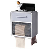 Toilet Paper Holder Wall Mount Waterproof Storage Box PP with Drawer for Bathroom Grey V1294-YM0703-3112230006212