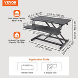 Standing Desk Converter, Two-Tier Stand up Desk Riser, 800 mm Large Sit to Stand Desk V952-ZMSJTSDXSX315ZZZAV0