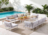 Gardeon 8 Seater Outdoor Dining Sofa Set with WPC Side Tables Patio Furniture White FF-DINING-9SOFA-WH-ABCDE