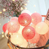 1 Set of 20 LED Pink 5cm Cotton Ball Battery Powered String Lights Christmas Gift Home Wedding Party V382-PINKBALLBATT20