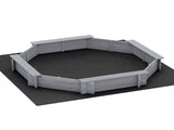 Keezi Kids Sandpit Wooden Round Sand Pit with Cover Bench Seat Beach Toys 182cm Grey SAND-OCTA-177-GR