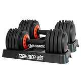 Powertrain GEN2 Pro 50kg Adjustable Dumbbell Set Weight Plates Home Gym DMB-TD1-AD3-2