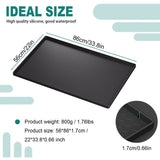 Waterproof Silicone Under Sink Mat Black Flexible Cabinet Liner with Drainage Hole, 34 x 22in V1237-ZY-522-0078