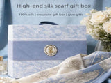 Mulberry Silk Square Scarf for Women - 53x53cm Floral Print Neck Scarf with Gift Box, Soft V888-ELOSUNG53096