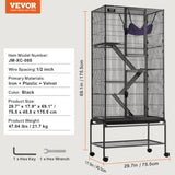 VEVOR 69" Metal Small Animal Cage 4-Tier Rolling Ferret Cage with Tray 3 Ramps V952-JSXDL301869I2SROXV0