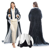 Wearable Electric Heated Blanket with Foot Pocket 127x177cm and Suede Fleece Slippers Set AU 7-8, V888-ELOSUNG54191
