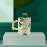 2X High-Fired Ceramic Porcelain Mug Set with Lid 400ml Bear w Tea Spoon GREEN V274-HA-LA-P0024828-BEAR
