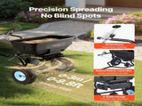 Tow Behind Broadcast Spreader, 130LBS Capacity, Tow/Push Garden Spreader with 13 in Tires, 30 V952-TCSBJ130LBSPQZ8XK001V0