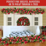 Christabelle 1m Christmas Garland with Red Berries Pine Cones Baubles Berries Tree Decoration O 112_GUE512