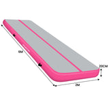Powertrain Airtrack 20cm Thick 6m x 2m Inflatable Gymnastics Tumbling Mat Air Track - Pink IFM-0602-GYPK