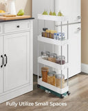 SONGMICS 4-Tier Slide Out Slim Rolling Storage Cart White V227-8498402100001