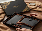Black Travel Gift Set, Passport Cover Notebook Luggage Tag, Premium Gift Box, Ideal Father's Day V1188-MS-820-005