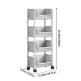 Mobile Floor Standing Desk Storage Rack with Wheels - Small Multi Tiered Bookcase Cart for Office V1366-AZ2-W-11944