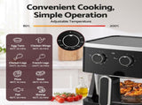 Devanti 4.5L Glass Air Fryer Kitchen Oven Knob Control 1350W Healthy Cooker Black AF-K-H-4Z5L-BK