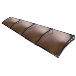 Instahut Window Awning Door Canopy 1m x 4m Brown Sheet Black Plastic Frame AWN-PC6MO-1X4-BR