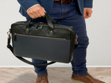 Pierre Cardin Mens Pebbled Leather 15" Laptop Computer Bag Travel Overnight - Black V563-PC3300-BLACK