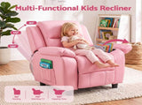 Keezi Kids Recliner Chair PU Leather Toddler Lounge Adjustable Backrest w/ Armrest Storage & 2 Side KID-RECLINER-PU-PK