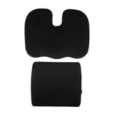Seat Cushion and Lumbar Support Pillow Black Suede Memory Foam Reduce Tailbone Pressure Chair Pads V1294-YM0901-3117230210511