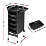 Embellir Salon Trolley Cart Spa Beauty Rolling Tray Hairdressing Storage 6 Tiers SA-TR-6T-BK